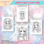Arquivo Caderno A5 Para Colorir Fadas - Imagem 3