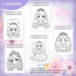 Arquivo Caderno A5 Para Colorir Princesa Cute - Imagem 2