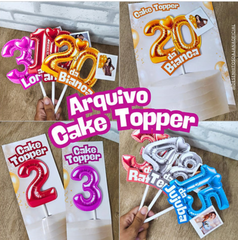 Cake Topper Balões Arquivo Topo de Bolo Cake Topper Balões - Imagem 1