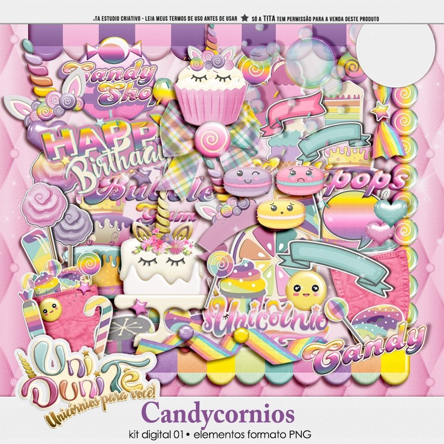 Candycornios 1 Kit Digital Unicornio Candy 1 - Imagem 1