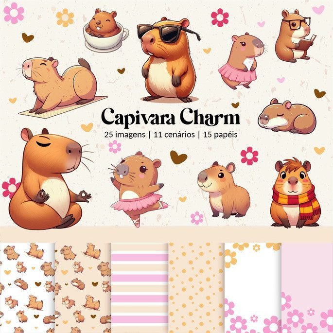 Capivara Charm Kit Digital Capivara Charm - Imagem 1