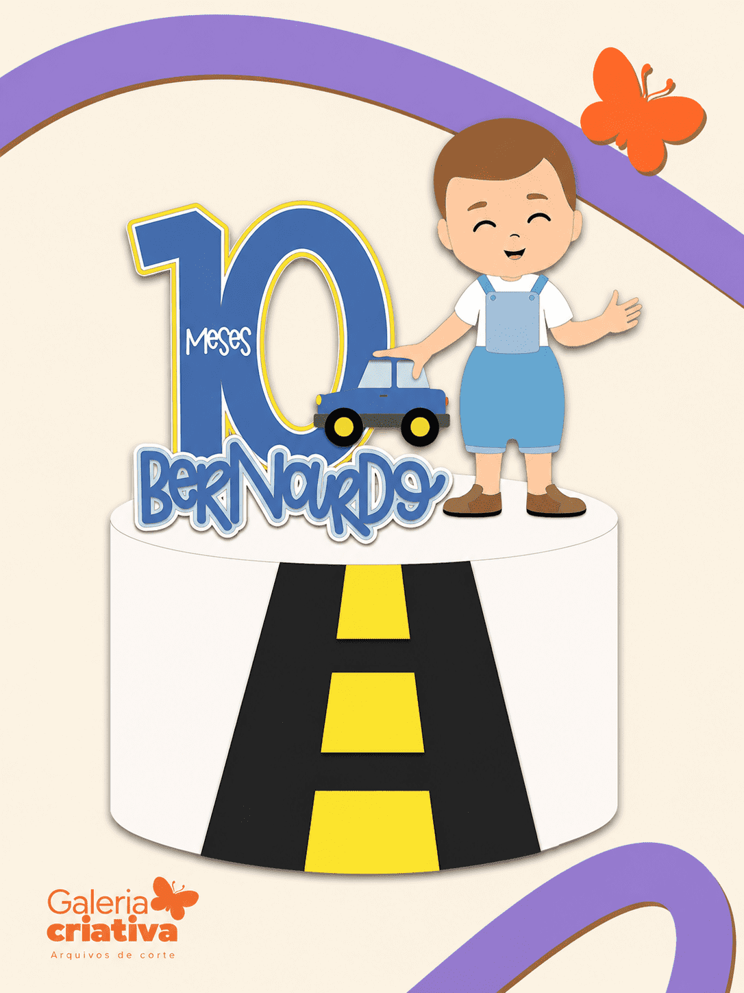 Carrinho Menino 3 Arquivo Topo de Bolo Carrinho Menino 3 - Imagem 1