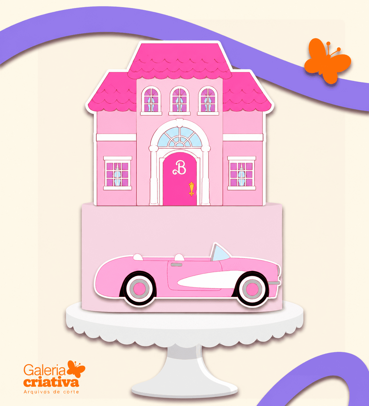 Casa e Carro da Barbie Arquivo Topo de Bolo Casa e Carro da Barbie - Imagem 1