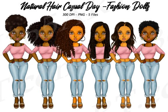 Casual_Day_Natural_Hair Arquivo Kit Digital Mulheres Estilosas 2 - Imagem 1