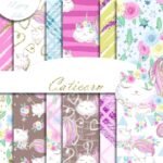 Kit Digital Papeis Gatinho Unicornio
