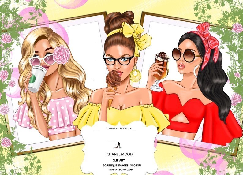 Channel mood Kit Digital Meninas Clipart - Imagem 1