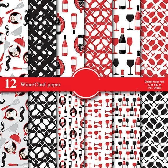 Chef Wine Papers Kit Digital Papeis Chef do Vinho - Imagem 1