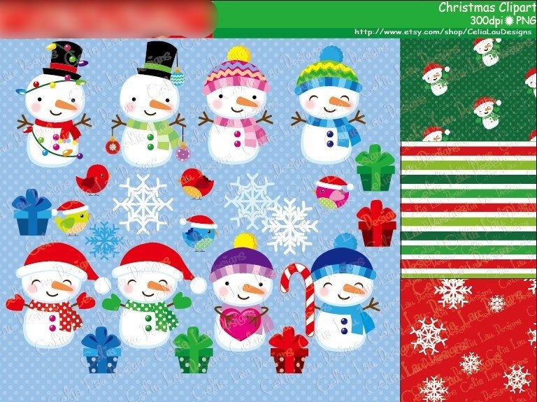 Christmas 6_Celia Lau Kit Digital Boneco de Neve - Imagem 1