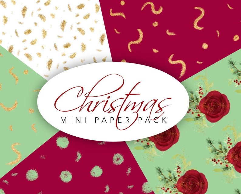 Christmas Mini PP-GraceAnn Arquivo Kit DigitalPapéis Natal em Aquarela - Imagem 1