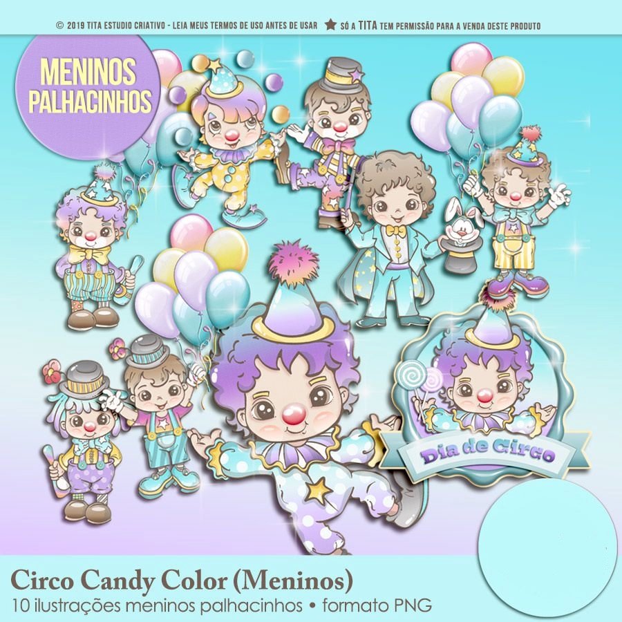 Circo Candy Color_Meninos Kit Digital Circo Candy Color Meninos - Imagem 1