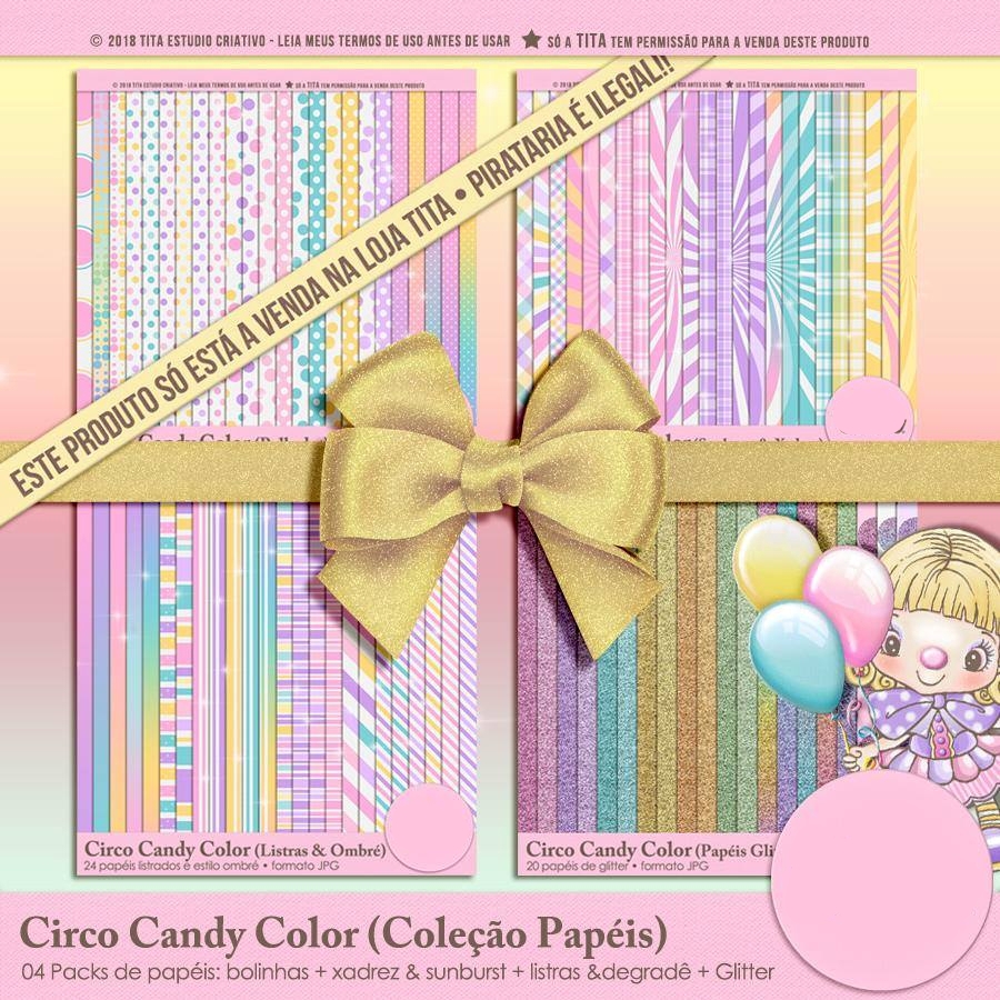 CircoCandyColor_ColeçãoPapéis Kit Digital Papeis Circo Candy Color - Imagem 1