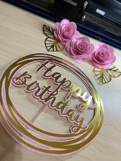 Circular Happy Birthday (2) Arquivo Topo de Bolo Circular Happy Birthday 2 - Imagem 1