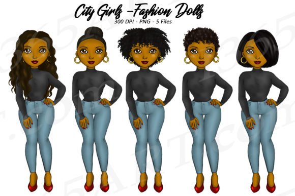 City_Girls_Fashion_Natural_Hair Arquivo Kit Digital Mulheres Negras Estilosas 4 - Imagem 1