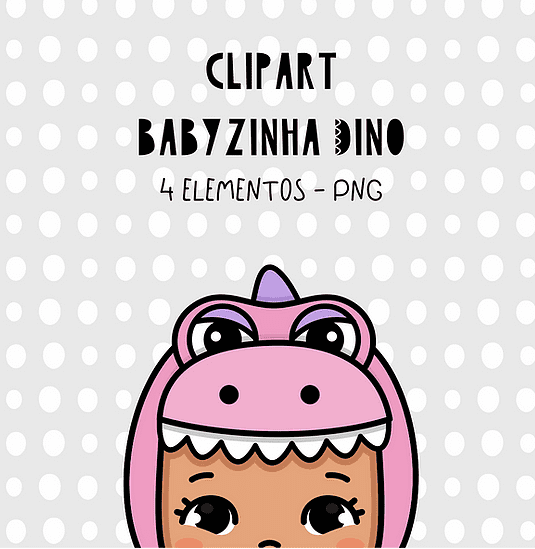 Clipart - Babyzinha dino Kit Digital Babyzinha Dino - Imagem 1