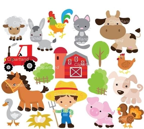 Clipartland_Animals Kit Digital Fazendinha Clipart - Imagem 1