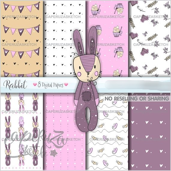 Coelho 2 Kit Digital Papeis Coelhos - Imagem 1