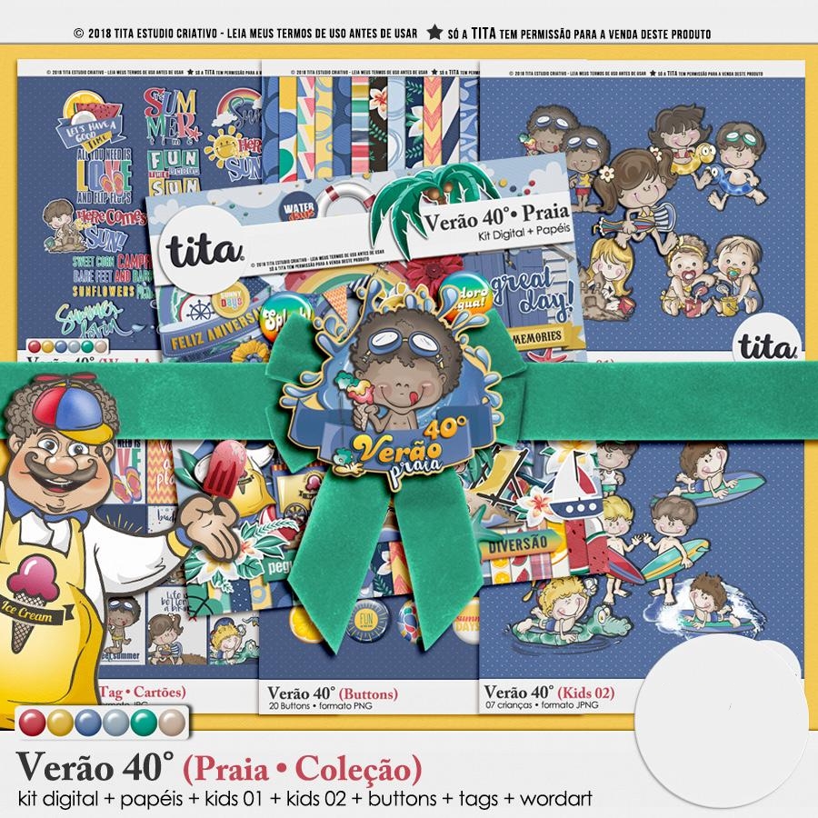 Coleção Completa Praia Tita Kit Digital Festa na Praia Verão 40 - Imagem 1
