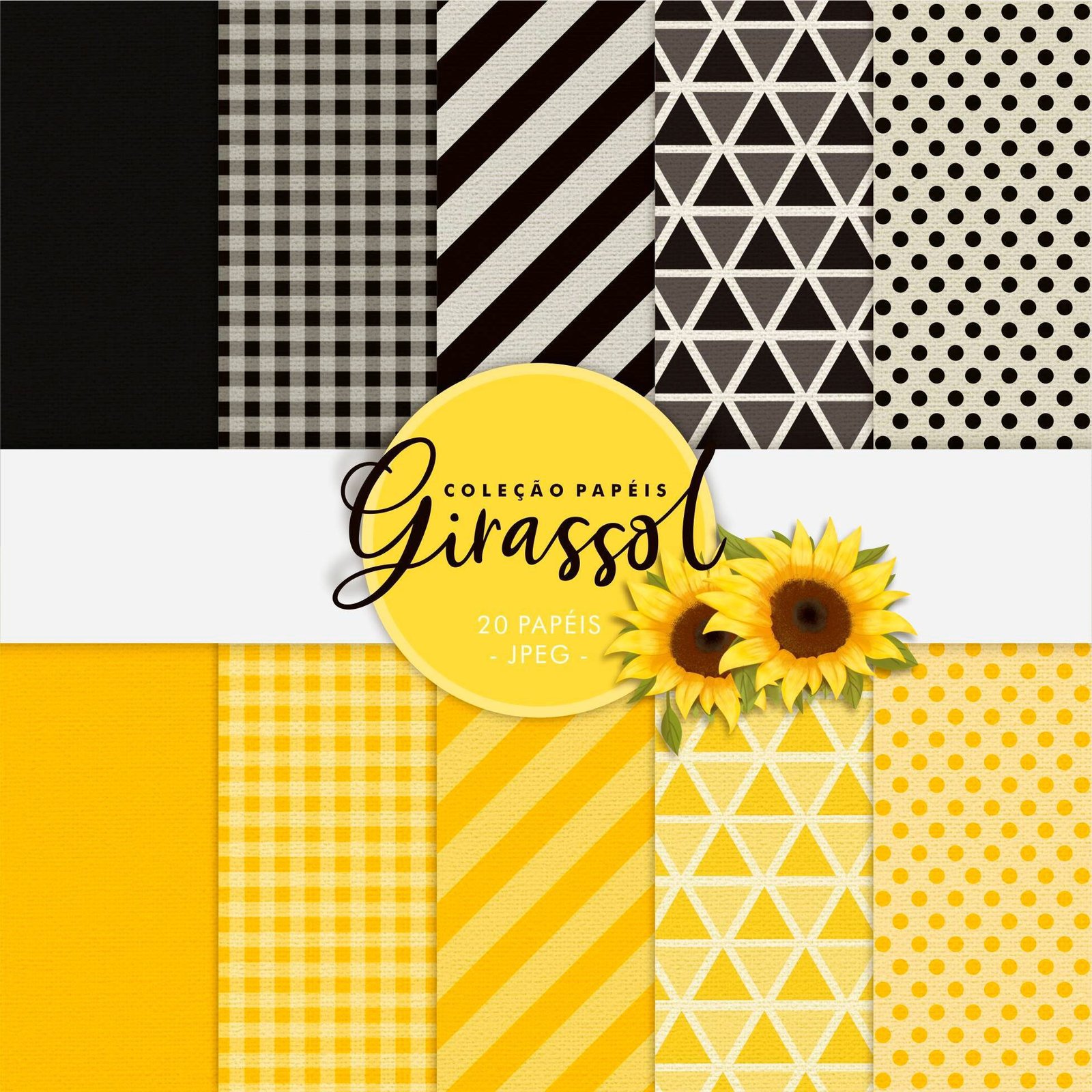 Coleção Papéis - Girassol Kit Digital Papeis Girassol - Imagem 1