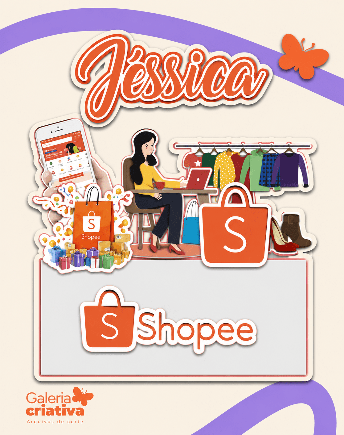 Compras Shopee 3 Arquivo Topo de Bolo Compras Shopee 3 - Imagem 1