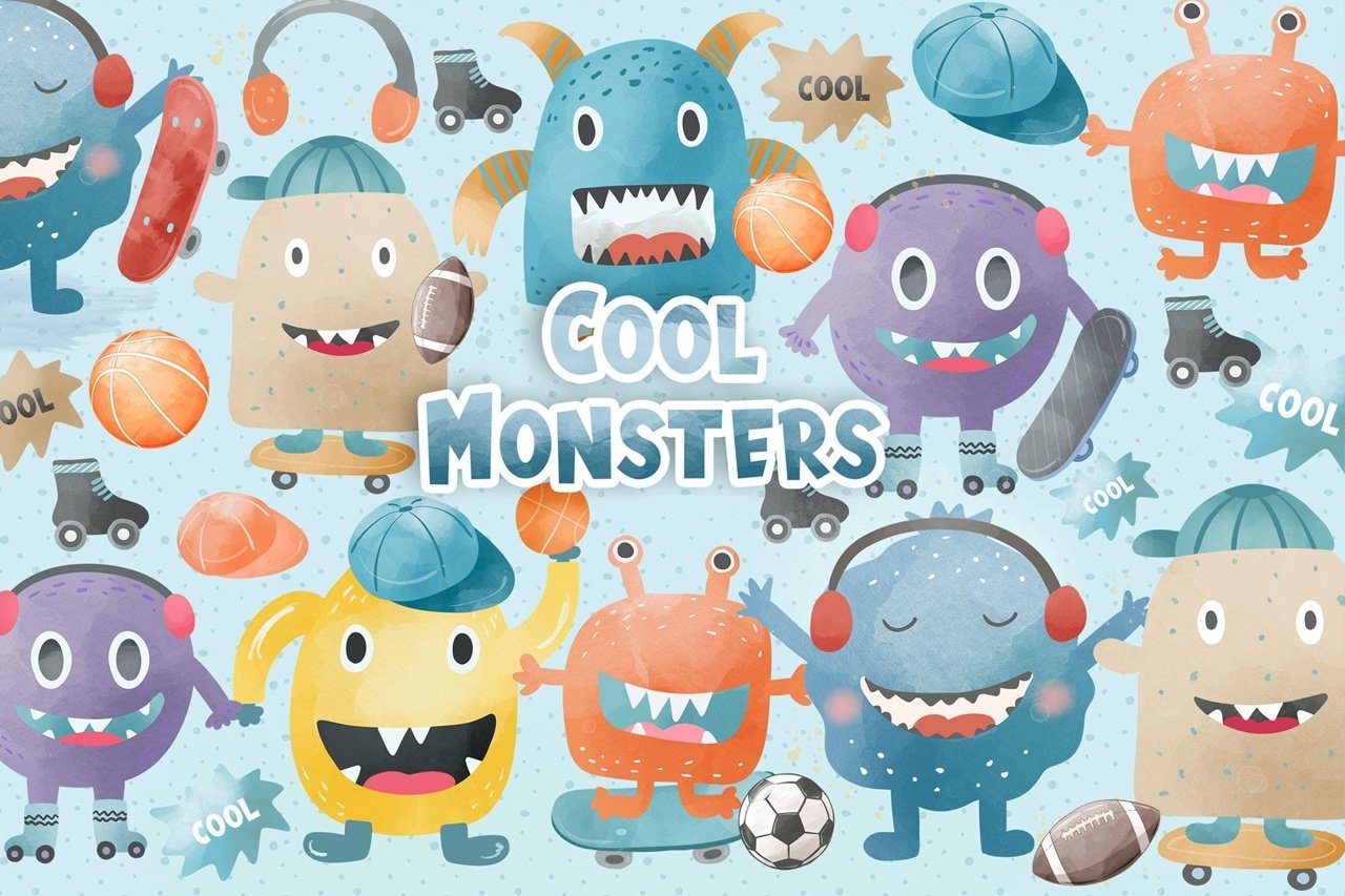 Cool_Monsters_design Kit Digital Monsters - Imagem 1