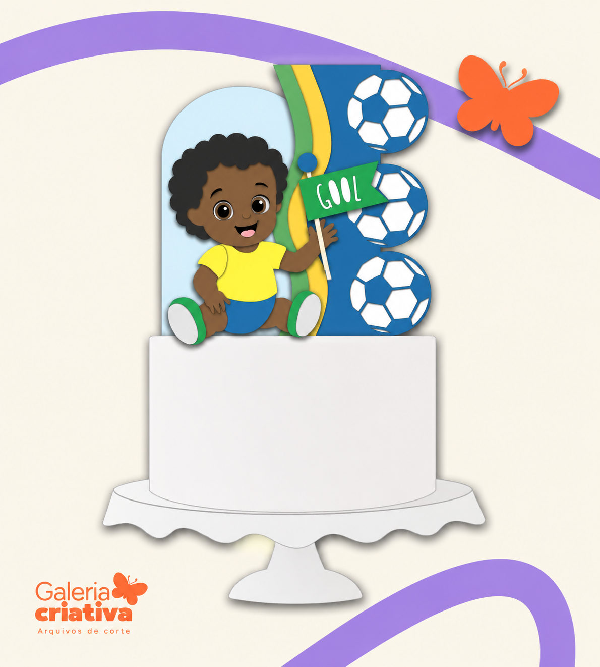 Copa do Mundo Baby Cacheado Arquivo Topo de Bolo Copa do Mundo Baby Cacheado - Imagem 1