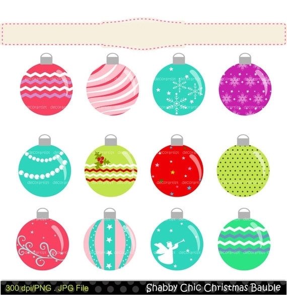 Cópia de Cópia de CHRISTMASBAUBLECHABBYCHIC Arquivo Kit Digital Bolas coloridas de Natal - Imagem 1