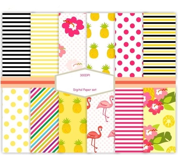 Cópia de Cópia de Copia de NO.101TROPICALFLAMINGO Arquivo Kit Digital Papéis com Estampas Tropicais - Imagem 1