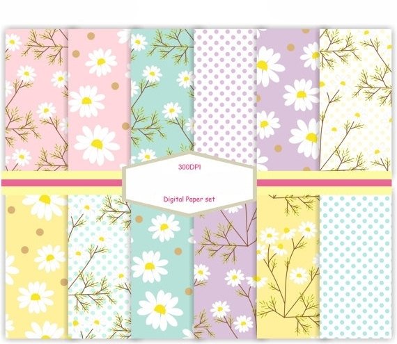 Cópia de Cópia de DAISY Arquivo Kit Digital Papéis Estampas Margaridas e poás - Imagem 1