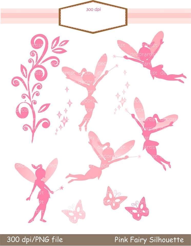 Cópia de Cópia de DESCOARTIST.- FAIRY SILHOUETTE PINK Arquivo Kit Digital Silhueta Sininho rosa - Imagem 1