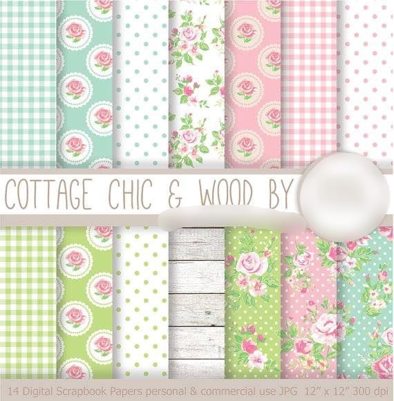Cottage chic Kit Digital Papeis Casa de Campo Chic - Imagem 1