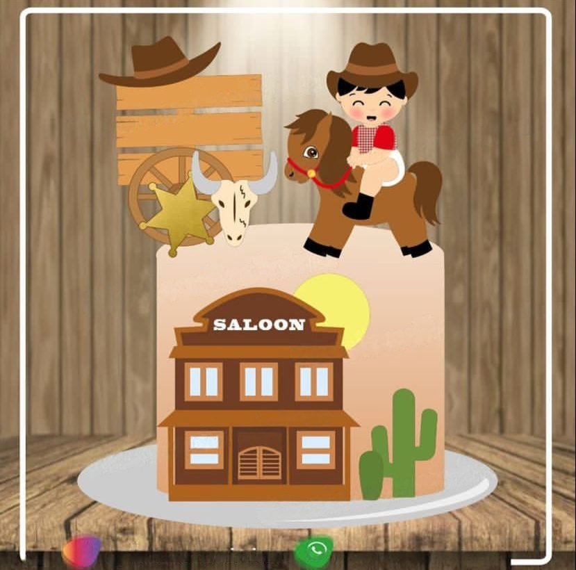 Cowboy baby em camadas Arquivo Topo de Bolo Cowboy baby em camadas - Imagem 1