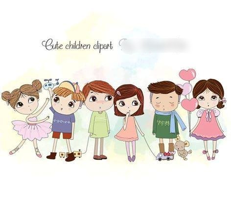 Cute Children 2 Kit Digital Namorados Clipart - Imagem 1