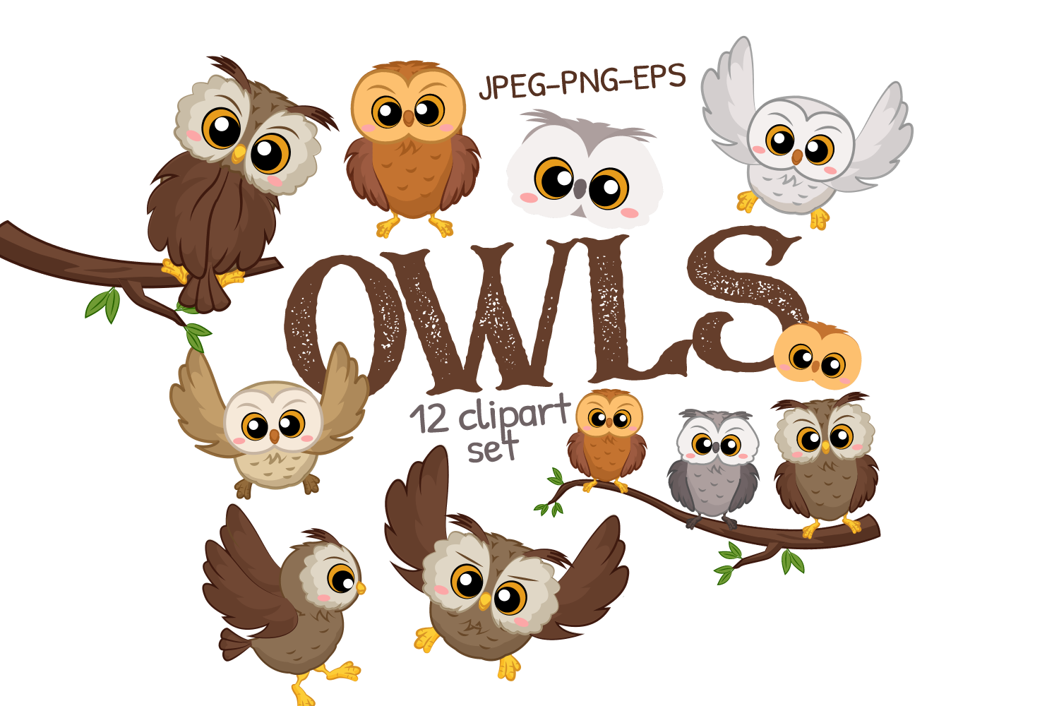Cute-Owls-7559172 Kit Digital Corujinhas Fofas - Imagem 1