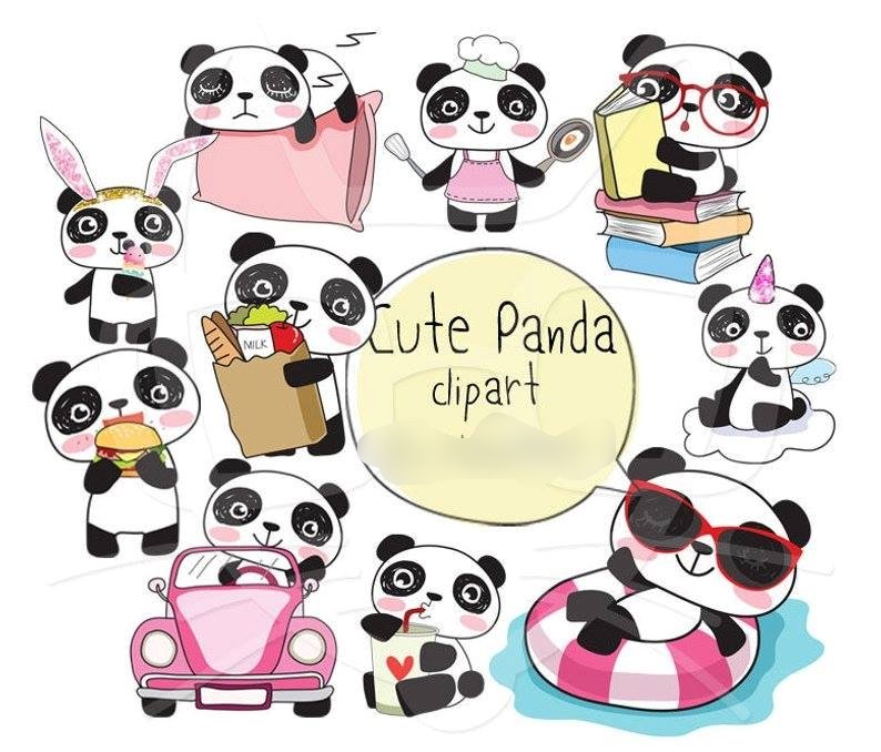 Cute Panda Sticker Kit Digital Pandinhas Fofas - Imagem 1
