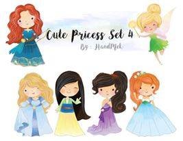 Cute Princess Set 4 Kit Digital Princesas Coelhinhas - Imagem 1