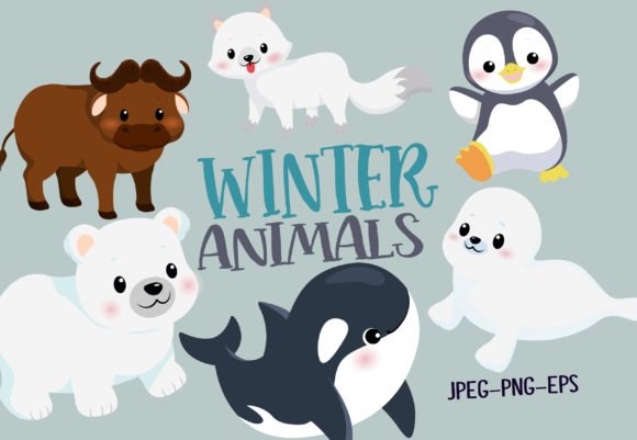 Cute Winter Animals Kit Digital Animais Inverno - Imagem 1