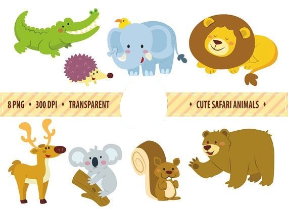 Cute-safari-animals Kit Digital Safari Animais - Imagem 1