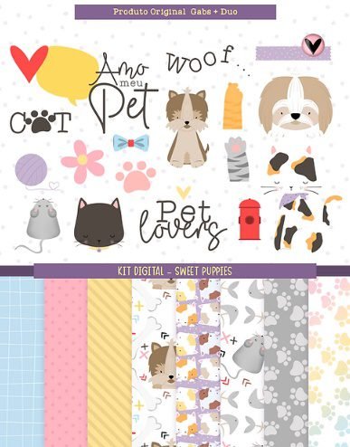 DUO_SWEETPUPPIES Kit Digital Papeis Pet Lovers - Imagem 1