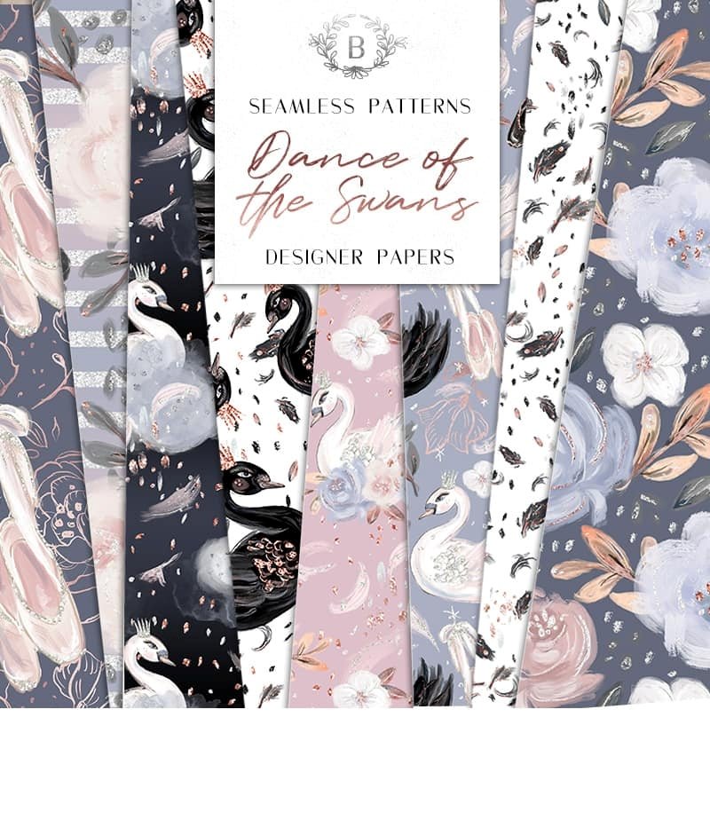 Dance of The Swans Papers Kit Digital Papeis Dança dos Cisnes - Imagem 1