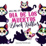 Kit Digital Gatinhos Pretos do Dia dos Mortos