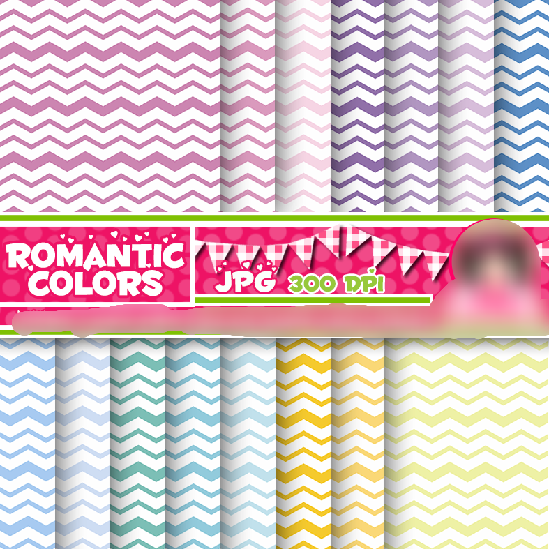 Digital Papers Romantic Colors2 Chiliclipart Kit Digital Papeis Cores Românticas - Imagem 1