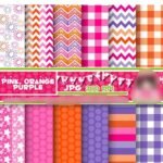 Kit Digital Papeis Roxo Laranja Rosa