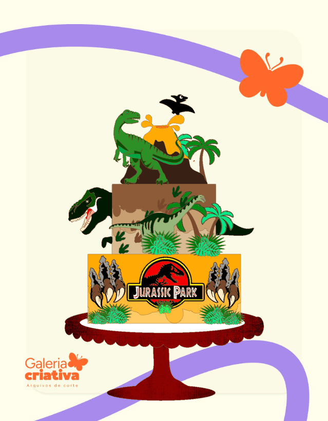 Dinossauro Jurassic 2 Arquivo Topo de Bolo Dinossauro Jurassic 2 - Imagem 1