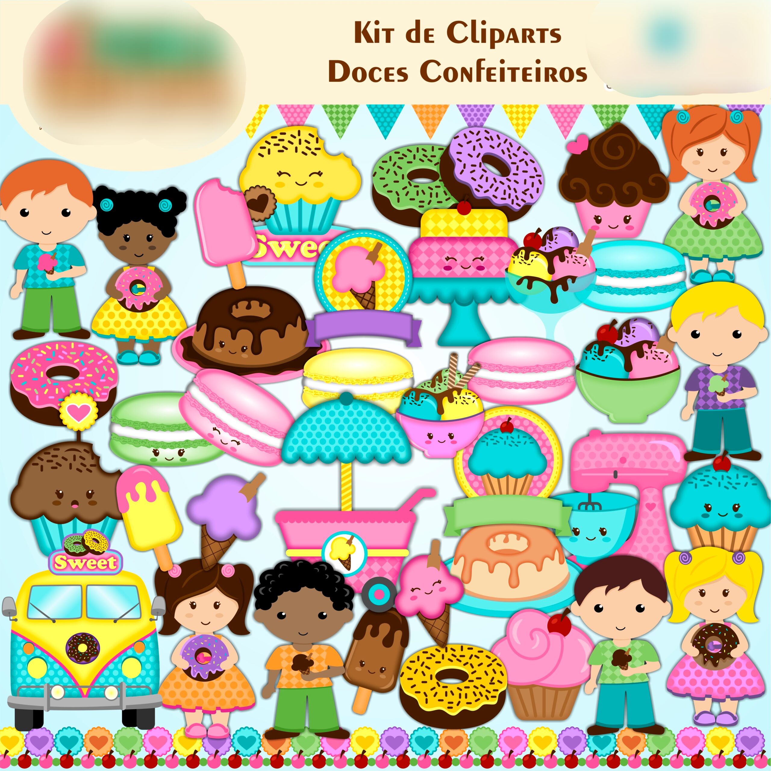 Doces Confeiteiros - Nicole Neves Kit Digital Papeis Doces Confeiteiros - Imagem 1