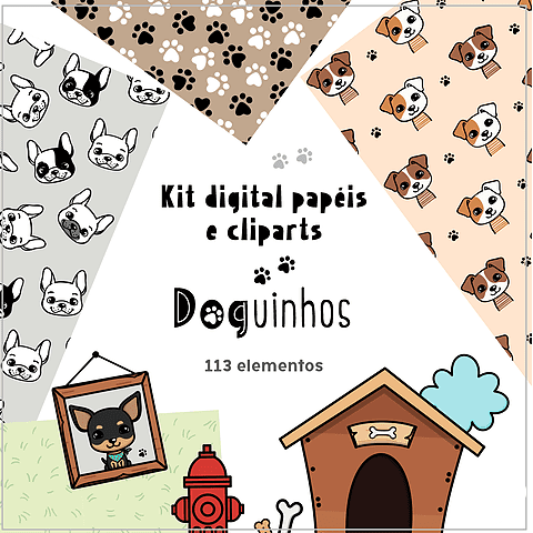 Doguinhos 2 Kit Digital Papeis Doguinhos - Imagem 1