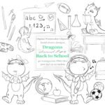 Kit Digital Desenhos Dragoes Volta as Aulas