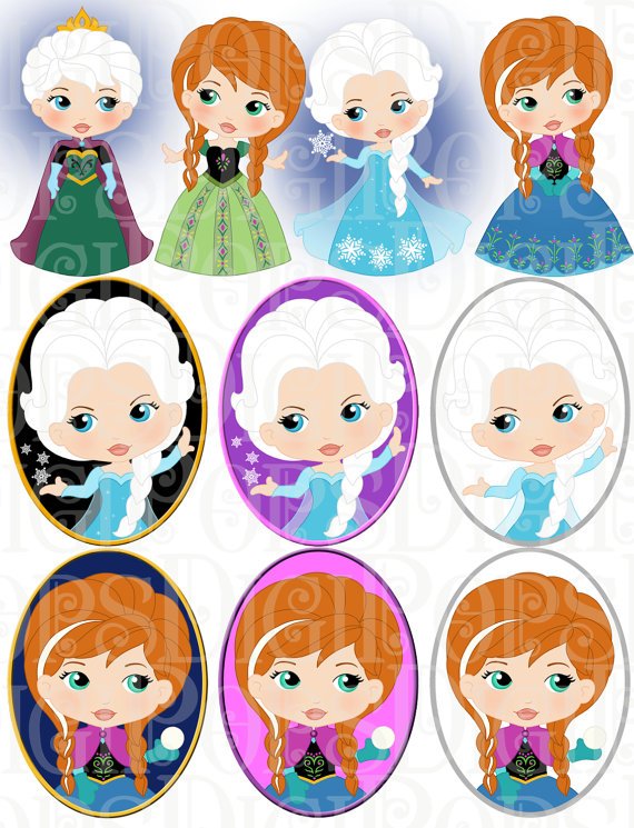 ELSA ANNA COLORED CLIPART Kit Digital Elsa Anna Frosem - Imagem 1