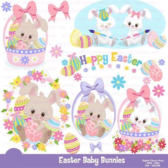 Easter Baby Bunnies Kit Digital Coelhinhos Baby - Imagem 1
