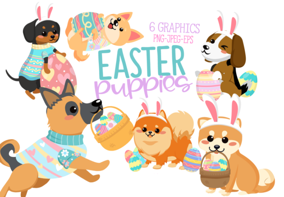 Easter-Puppies-7899128 Kit Digital Filhotes de Páscoa - Imagem 1