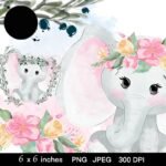 Kit Digital Elefantes Aquarela